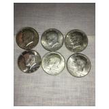 6 - 1968(d) Kennedy Half dollars