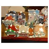 Ceramic Christmas Village Houses, Candle Lamp ,