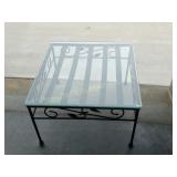 Metal Patio Table w/glass top 22 x 24" x 13" H