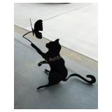 Metal Cat Lawn Ornament 25" T