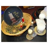 Primitive Decor. Lot & Wicker Basket