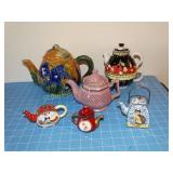 Asst. Teapots, tallest is 7"  (some have chips)
