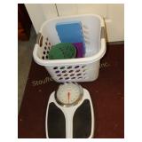 Plastic Clothes Basket, Scale, etc.