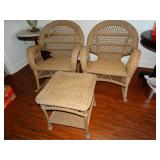 2 Wicker Rockers & End Table