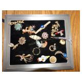 Vintage Brooches & Pins on Padded Frame