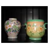 2 hand painted porcelain vases tallest 5.5"