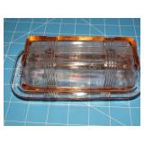 Pink glass butter dish