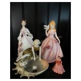 Hand painted porcelain doll figurines tallest 7",