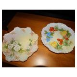 2 hand painted porcelain plates 10"