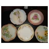 5 hand painted porcelain plates 8"