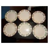 6 Hand painted porcelain plates 8" D