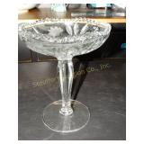 Sawtooth edged  pedestal dish 8" T
