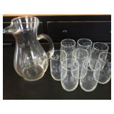 Princess House Pitcher 10" T & 8 Glasses