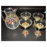 Glass Pitcher & 4 Margarita Glasses