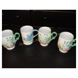 4 hand painted mugs