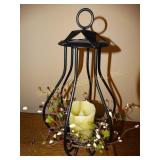 Metal candle holder w/battery candle 16" T