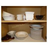 Asst. dishes, contents of 2 shelves