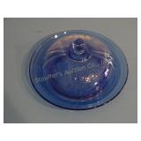 Vintage Blue Glass Butter Dish