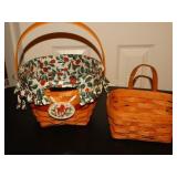 2 Longaberger Baskets- 1 w/protector & Liner