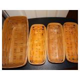 4 Longaberger Baskets, 2 protectors, longest is