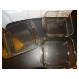 3 Pyrex dishes - 8" x 8"