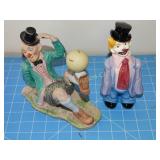 2 Ceramic Clowns tallest is 7"