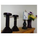 2 Candle Holders 9.5" T, picture holder, Vase