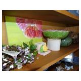 Candle Rings, pumpkin, Green vase 5" T birds nest