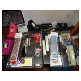 Staplers, paper clips, tape dispensers,