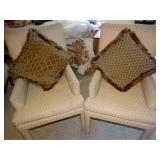 2 matching chairs w/throw pillows (show wear)