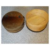 Vintage Wood Sewing Box 15"D & round wood box