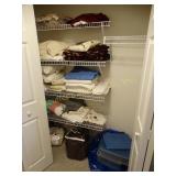 Contents of closet- Towels, blankets, throw