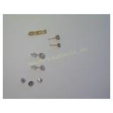 2 Diamond earrings, 2 gemstone earrings, 3 backs