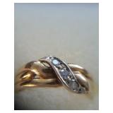 Gold ring w/diamonds, 14K, size 8, weight .14 oz