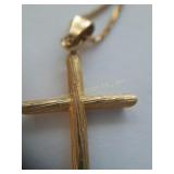 Gold cross necklace, marked Italy 14K on clasp,