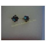 Silver earrings w/ stone (?moonstone), marked