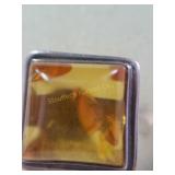 Amber ring in silver marked 925, size 7 1/2