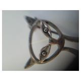Cat pin, marked 925, 2 1/2"H