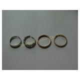 4 Rings 2-gold bands 14K, size 6 1/2, weight, 3.3