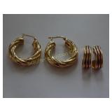 2 Pair earrings - Monet w/red design, Hoops