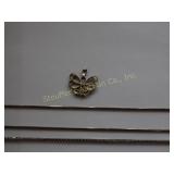 2 Silver chains marked 925 on clasp, butterfly