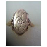 10K gold ring size 6, initials engraved