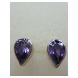 Amethyst tear drop earrings, marked 925