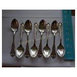 8 Teaspoons, Joan of Arc, sterling, 6"
