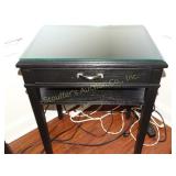 Wood Stand w/1drawer & glass top 24" x 18" x 30"