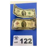 $2 DOLLAR BILLS ONE RED SEAL