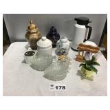 COASTERS, RELISH DISHES, GINGER JARS, CARAFE