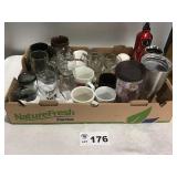 ASSORTMENT OF GLASSES, MUGS, INSULATED GLASSES