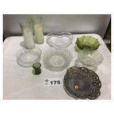 ASSORTMENT OF GLASS BOWLS, CANDLES