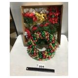 CHRISTMAS ORNAMENT WREATH AND FLOWERS